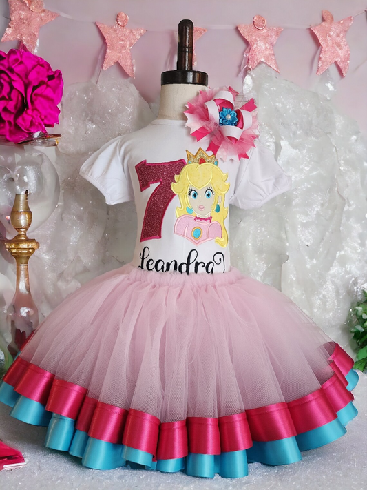 Princess inspired outfit, pink princess top and matching tutu, first birthday, princess birthday theme, character themed party.